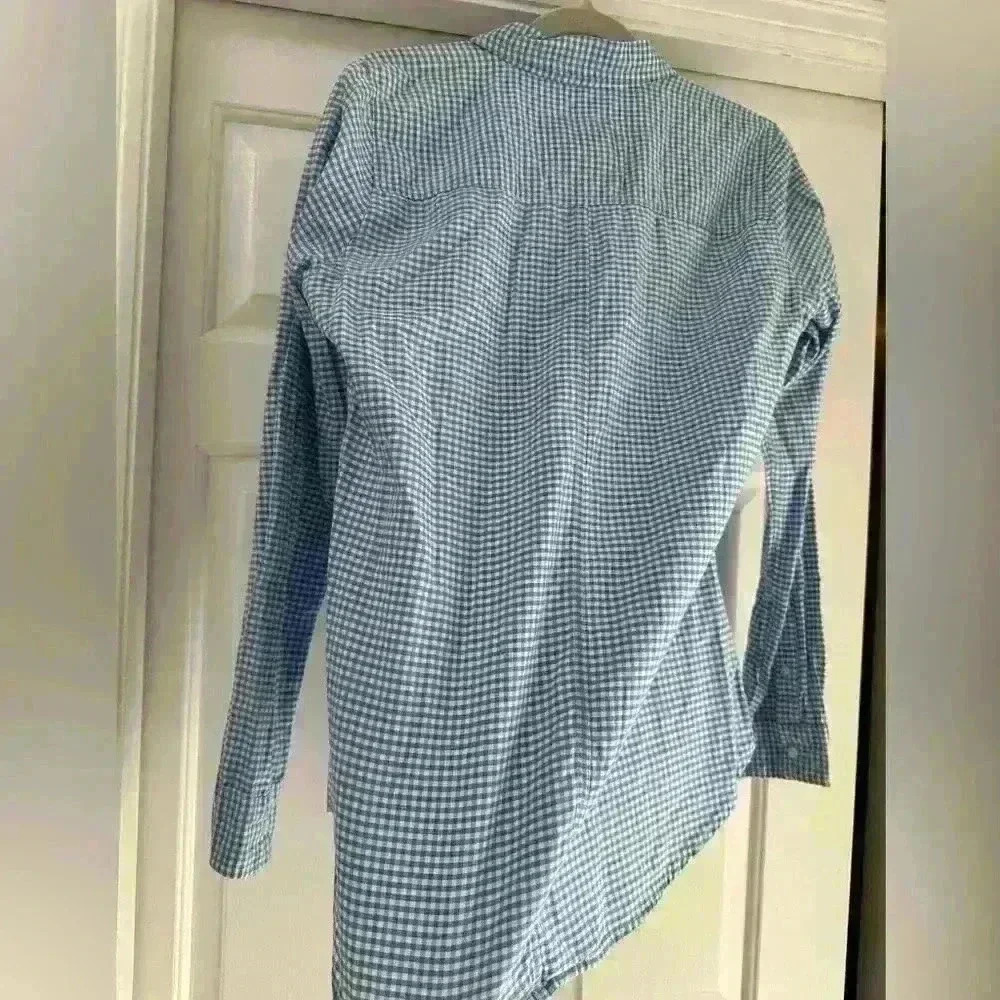 ABERCROMBIE & FITCH BLUE &‎ WHITE GINGHAM COTTON LONG SLEEVE SHIRT WOMEN'S LARGE - Picture 6 of 6